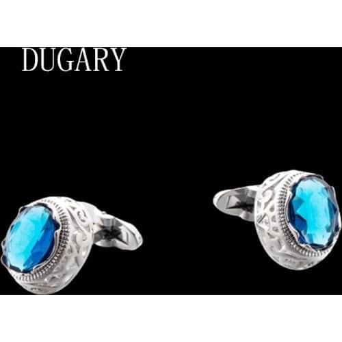 DUGARY Luxury shirt cufflinks for mens Brand cuff buttons cuff links High Quality round crystal abotoaduras Jewelry gemelos