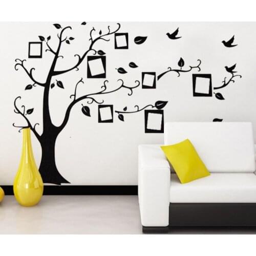 Removable Black Family Tree Photo Frame Wall Sticker Home Decor DIY Living Room Bedroom Vinyl Mural art Self-adhesive Wallpaper