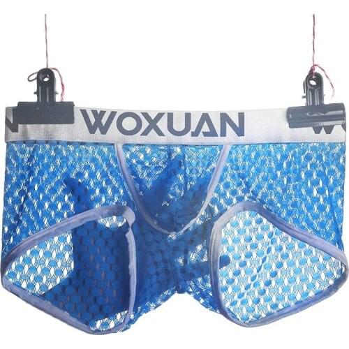 Mesh U Convex Pouch Breatherable Boxer Shorts Sheer See Through Boxers Underwear U Pouch Gay Wear Plus Size F11
