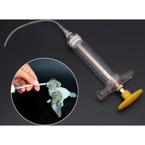 10/20ml Parrot Chick Feeder Copper Head Syringe Hose Birds Feeding Syringe Injector Supplies Bird Feeders C42