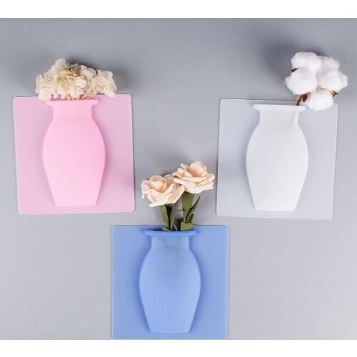 Silicone Sticky Wall Magic Plant Vases Container Flowers Bottle Handmade Flower Pots Office Home Decorations Accessories