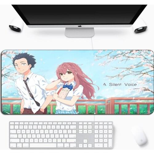 A Silent Voice Anime Gaming Mouse pad Large Locking Edge Otaku XL Mousepad Gamer Rubber Japan Laptop Notebook Computer Desk Mat