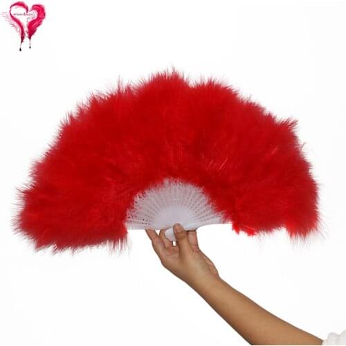 Hand-Fan Fluffy Feather Fan Turkey Marabou Feathers Beautiful Colored for Dance Party Wedding Decoration Accessory Size 25*40CM