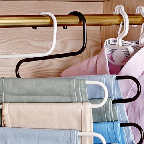 Clothes Pants Trouser Hanger Layer Storage Rack Closet Space Saver S Shape New