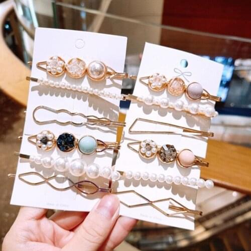 3Pcs/Set Pearl Metal Hair Clip Sweet Style Hairpin Girls Side Clip Ladies Luxury Barrettes Headwear Accessories