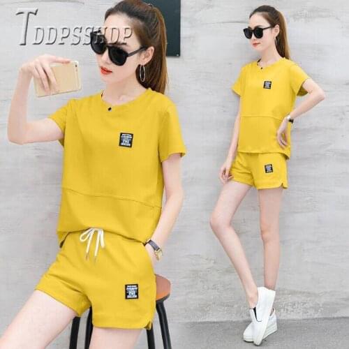 2019 Do Exercise Women Sets 4 Color Can Choose T Shirt and Shorts Female Sets