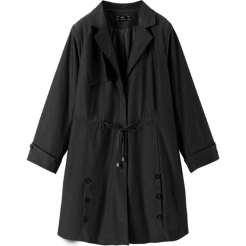 Plus Size 10XL 9XL 8XL Women Autumn Long Sleeves Coats Femme A-line Slim Clothing OL Elegant Black Long Coats And Jackets