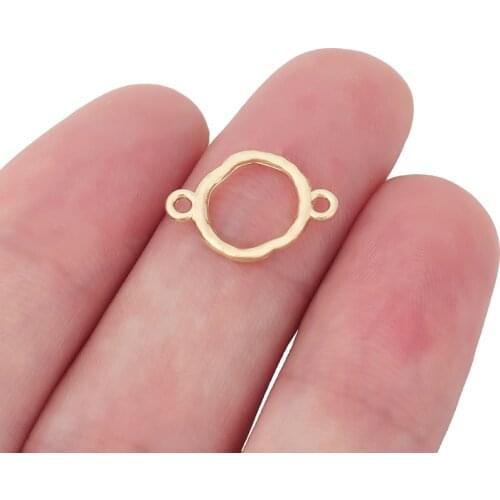 20 x Gold Color Hammered Round Connector Charms for DIY Necklace Bracelet Jewelry Making Accessories 17x12mm