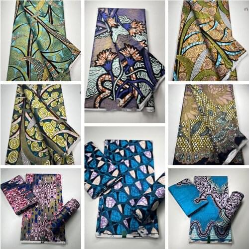 2021 Gold Print African New Fashion Anakra 100% Cotton africain wax Fabric Nigerian Ghana kitenge dashiki real wax Fabric 6yards