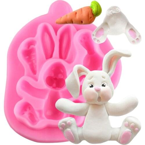 3D Rabbit Easter Bunny Silicone Mould Fondant Cake Molds Cupcake Tools Confeitaria Kitchen Accessories