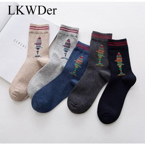 LKWDer 5 Pairs New Products Mens Casual Japanese Harajuku Cotton Men Socks Sweat-absorbent High Quality Combed Cotton Socks Male
