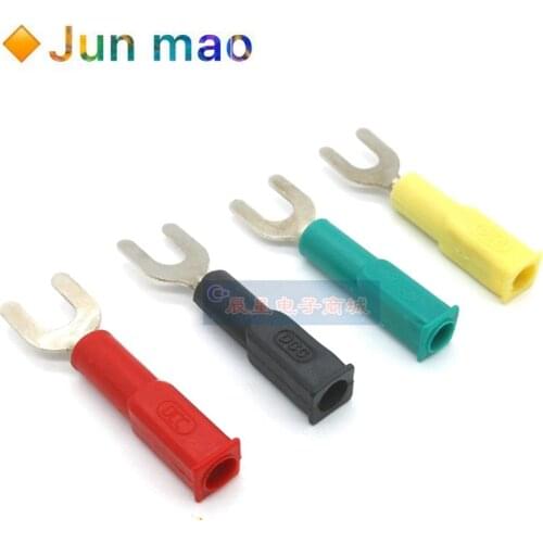5PCS Pure copper open 6mm DCC power test insert U-shaped connection fork 8mm Jack banana socket adapter terminal