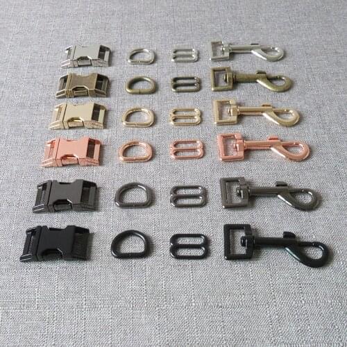 50 sets wholesale 20mm metal release buckle adjuster belt slider D ring lobster clasp for pet dog collar leash harness accessory