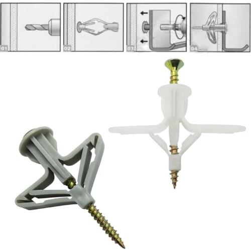 50 Pcs Hollow Brick Expansion Screw Drywall Kit Self Drilling Wall Improvement 448A