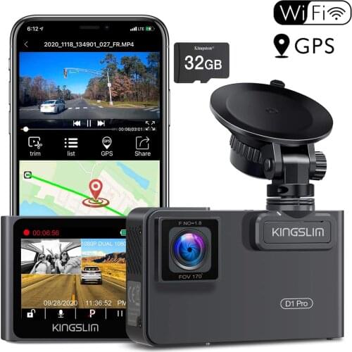 AKASO Trace 1 Pro Dual Lens Car Dash Camera 2K Dash Cam WiFi with Phone App External GPS with Sony STARVIS Dual Record 1080P DVR