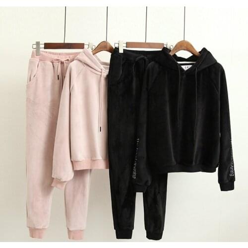 Velvet Tracksuit Women Sport Suit Thick Fleece Warm Hoodie Running Jogging Workout Casual Set Outfits Sportswear Sweatshirt+pant