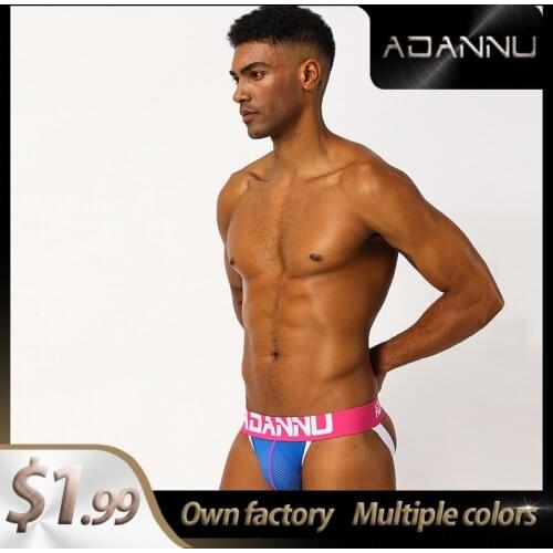 ADANNU Brand sexy jockstrap men underwear mesh cueca tanga breathable mesh thongs men and g-string sissy panties sexy underwear