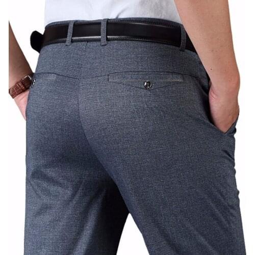 2020 Fashion Mens Casual Long Pants Suit Pants Spring Autumn Business Male Elastic Straight Formal Trousers Plus Big Size 30-40