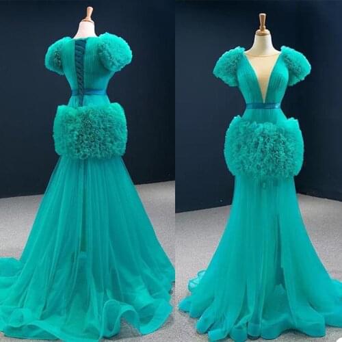 Pretty Green Robe New Ruffles Party Sleepwear Custom Made Nightgown Robes Puffy Skirt Photography Boudoir Pajamas