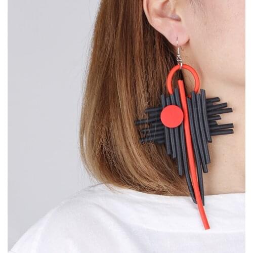 JID Ethnic Unusual Large Hanging Earrings Womens Gothic Wooden Red Beads Earrings Red Wood Jewellery Night Wear Body Decorations