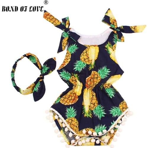 Jumpsuit Infant 3 Style Baby Romper Cartoon Patterns Sleeveless Jumpsuit Headband Set Cotton Newborn Infant Clothing Girl Romper