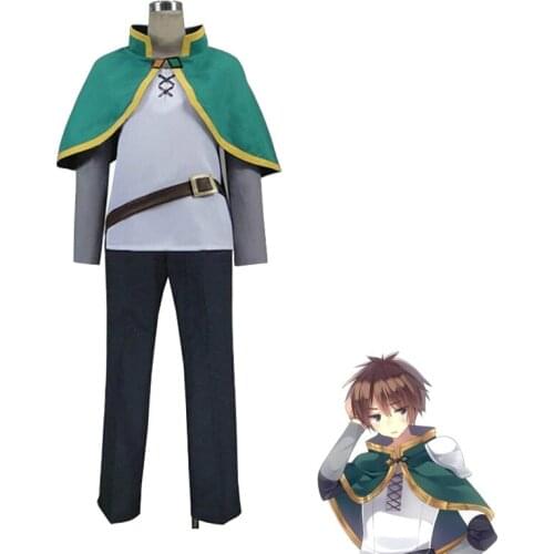 Kono Subarashii Sekai ni Shukufuku Wo Satou Kazuma KonoSuba Kazuma Cosplay Costumes Uniform Set Kazuma Satou Short Brown Wig