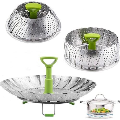 Stainless Steel Vegetable Food Steamer Basket Folding Steamer Insert for Veggie Fish Seafood Cooking Expandable Kitchen Tool