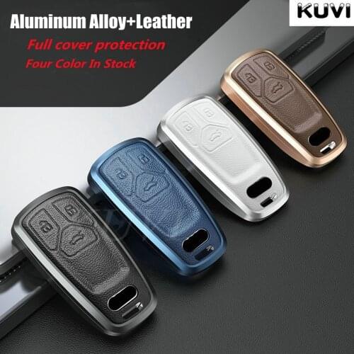 Aluminum Alloy Leather Car Remote Key Cover Case Shell For Audi A4 B9 A5 A6L A6 S4 S5 S7 8W Q7 4M Q5 TT TTS RS Coupe Accessories