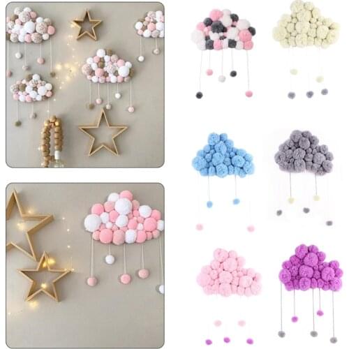 Creative Nordic Style Sweet Plush Velvet Ball Wall Hanging Cloud Pom Pom Tassel Crib Pendant Tapestry Photography Props M6CE