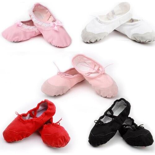 Hot Sale Child Girl Women Soft split Sole Breathable leather tip Dance Ballet Shoes Adult Canvas Gymnastics Leotard shoes