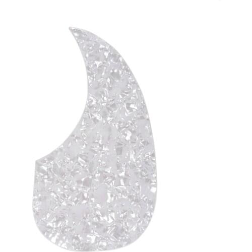 Musiclily Oversize Teardrop Acoustic Guitar Self-adhesive Pickguard for Martin D28 Style Guitar, White Pearl