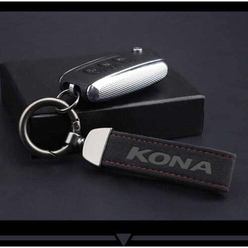 Metal leather car styling keychain fashion 4s shop Business gift Custom Car key case leather accessories For Hyundai kona