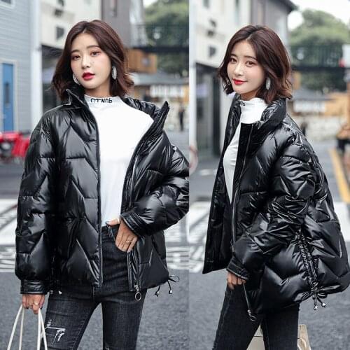 Fashion 2021 New Autumn Winter Short Cotton Coat Women Jacket Glossy Coat Warm Ladies Winter Parka