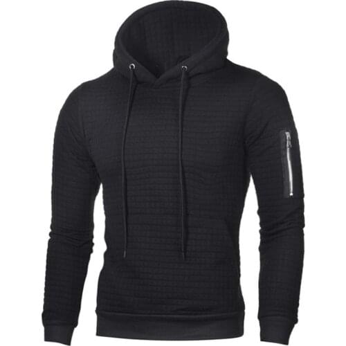 MRMT 2021 Brand Mens Hoodies Sweatshirts Slim-fit Side Zipper Pullover for Male Plaid Pullover Hoodie Sweatshirt