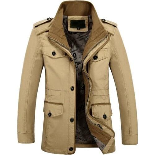 Spring and Autumn Jacket Men Windbreaker Outwear Mens Cotton Jacket plus size Mens Long Style Trench Coat Hot stand collar coat