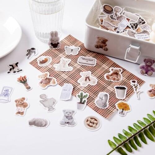 40PCS Cartoon Bear Food Flower Cake Girl Stickers For Laptop Skateboard Luggage Refrigerator Notebook Laptop Toy DIY Stickers