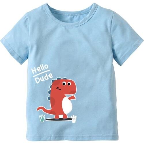 OKLADY 2019 Summer Girls Boys Short Sleeve T Shirts Cartoon Print T-shirt Cotton Tops For Kids Clothing Cute Dinosaur Tee Shirt