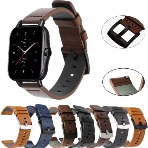 Watch Band 20 22mm Genuine Leather Strap For Huawei GTS GT2 Pro Watch Strap Replacements Honor ES Amazfit GTS 2E GTR 2E Bracelet