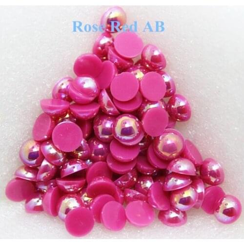Rose Red/Hotpink AB Colors 1.5mm-14mm Half Round ABS Imitation Pearls Beads DIY Jewelry Making Accessories