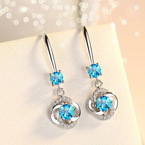 Romantic Lucky Clover Drop Earrings Crystal Zircon Stone Earrings Simple Dangle Earrings Jewelry For Women