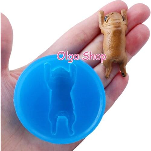 DYL569 20.3mm x 48.6mm Sleeping Bulldog Shar Pei Dog Silicone Mold Fondant Cake Decoration Candy Resin Clay Earrings Necklace