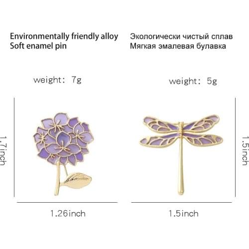 Lilac Dragonfly Enamel Pins Cute Lapel Badges For Clothes Jewelry Collar Brooches Gifts Accessories For Kids Friends Bags