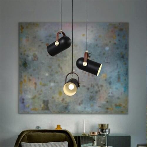 Modern Brief Metal Iron Art Edison Pendant Lamp,Fashion Leather Straps LED Pendant Lights for store bar coffee Hanging Lamp Deco