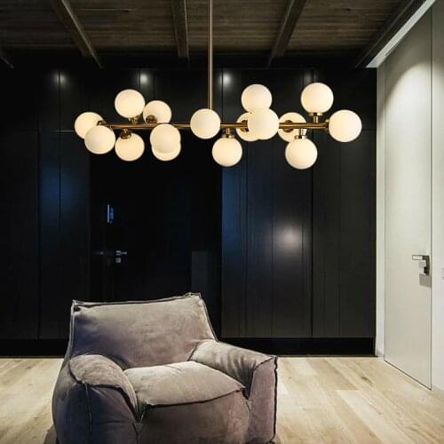Modern Glass Balls Pendant Lamp Light Luxury Branch Chandelier Magic Bean LED Lighting Fixture Living Room Home Decoration
