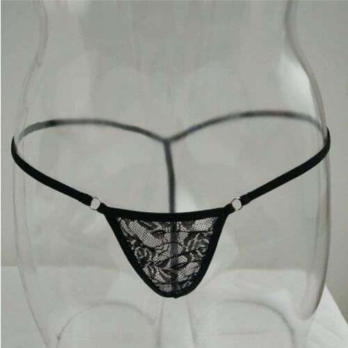 Sexy lingerie femme underwear women panties ropa interior femenina tanga thong Lace transparent Metal ring String No trace girl