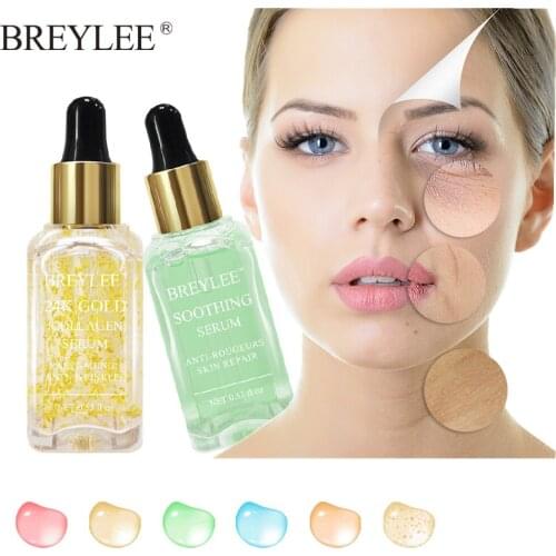 BREYLEE 2pcs 24k Gold Serum Collagen Lifting Firming Face Skin Care Collagen Whitening Anti-aging Wrinkle Moisturizing Essence
