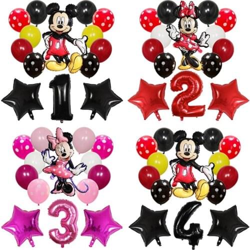 14pcs/lot Mickey Minnie Mouse balloons Mickey Mouse Birthday Party Decor Baby Shower 30inch Number Balloon Polka Dot Globos