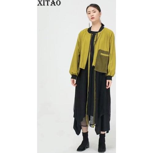 XITAO Mesh Perspective Dress Fashion New Women Patchwork Goddess Fan Pocket 2021 Minority Casual Style Loose Dress CLL1909