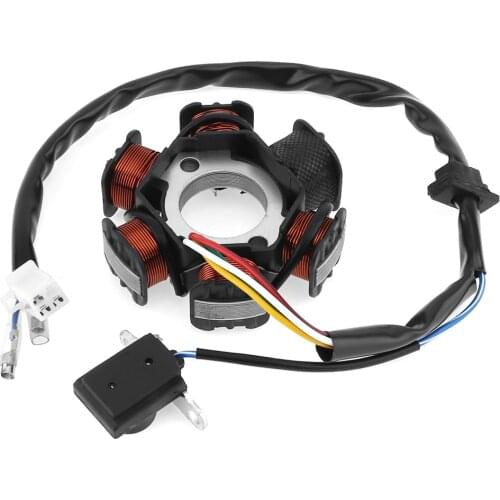 Motorcycle Parts GY6-125 Scooter Generator 6 Coils Magneto Stator for 125cc and 150cc Chinese GY6 Engine ATVs Go Karts Mopeds