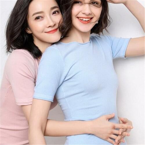 Korean style women 2019 Hot Sales Women Wool Sweater collar Solid color ladies tops half sleeve round collar pullovers PZ1653